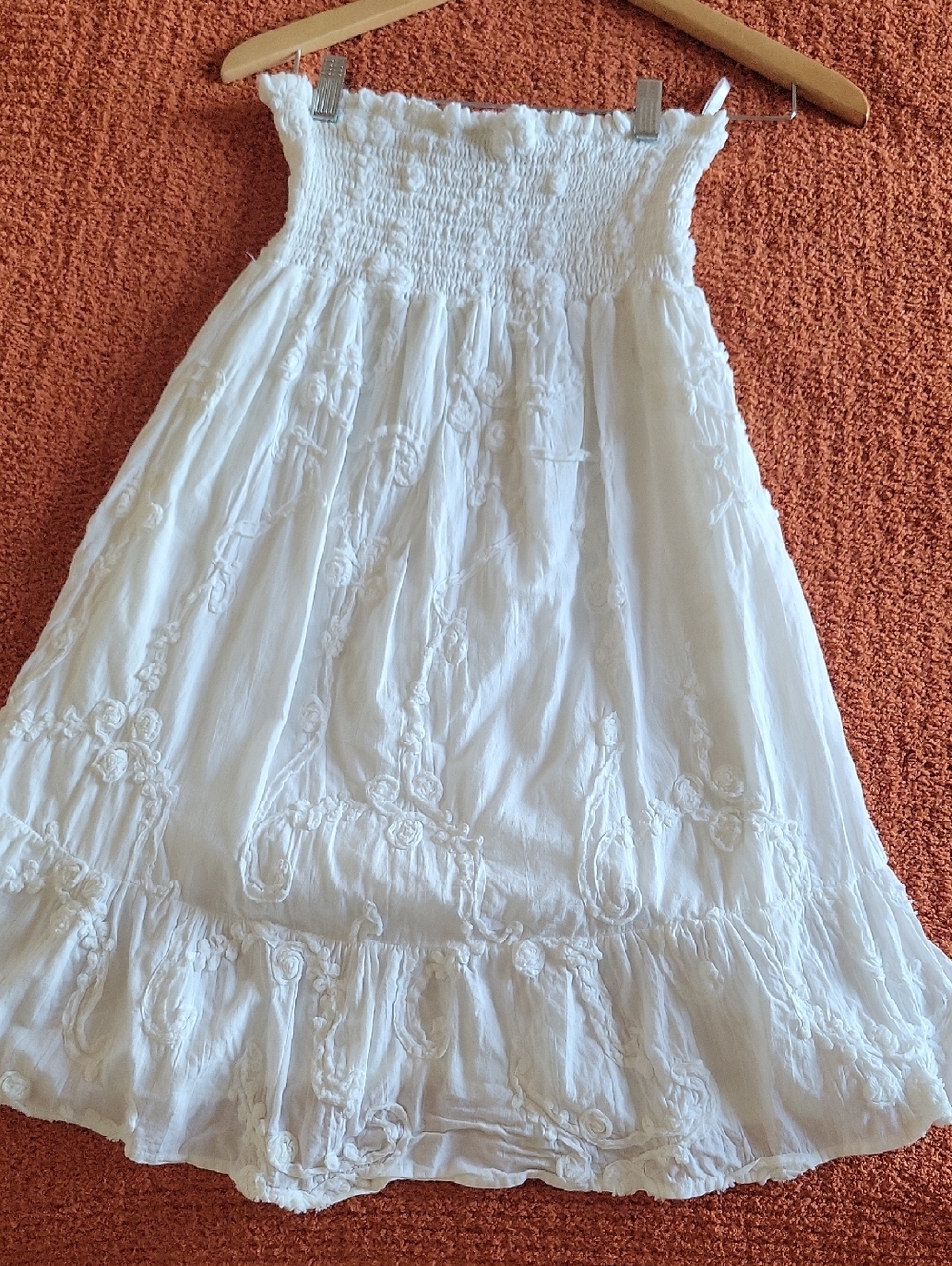 Love Stitch White Smocked Bodice Embroidered Sundress